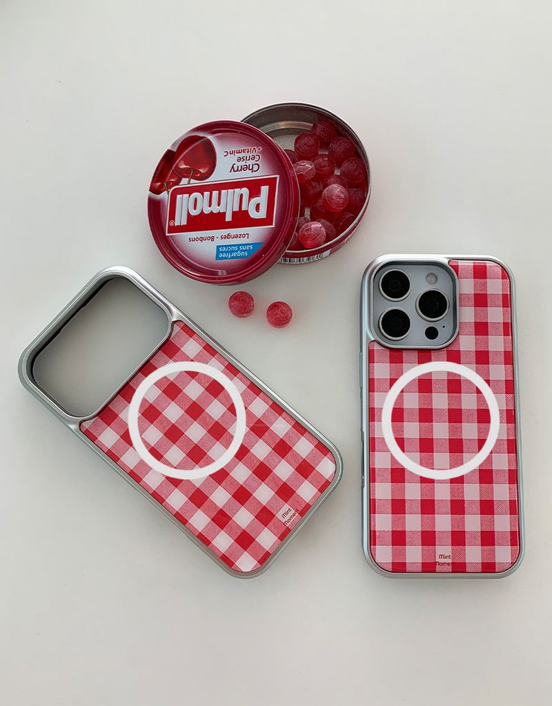 [MADE]ピクニックレッド エポキシ シルバー MagSafe対応 iPhoneケース