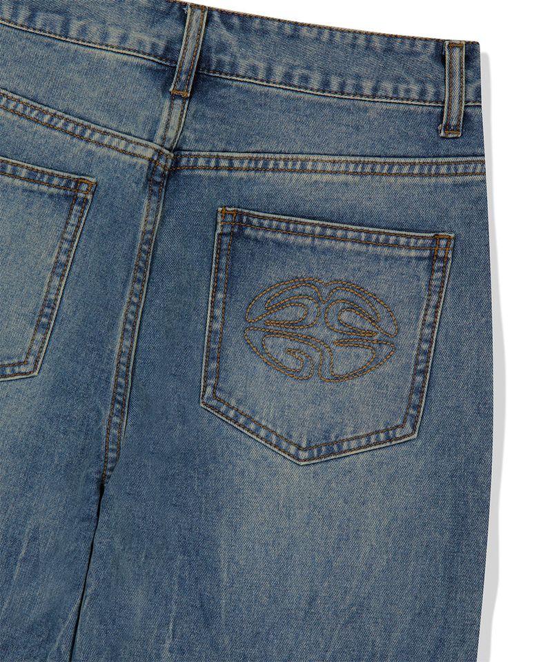 WASHED DART DENIM PANT
