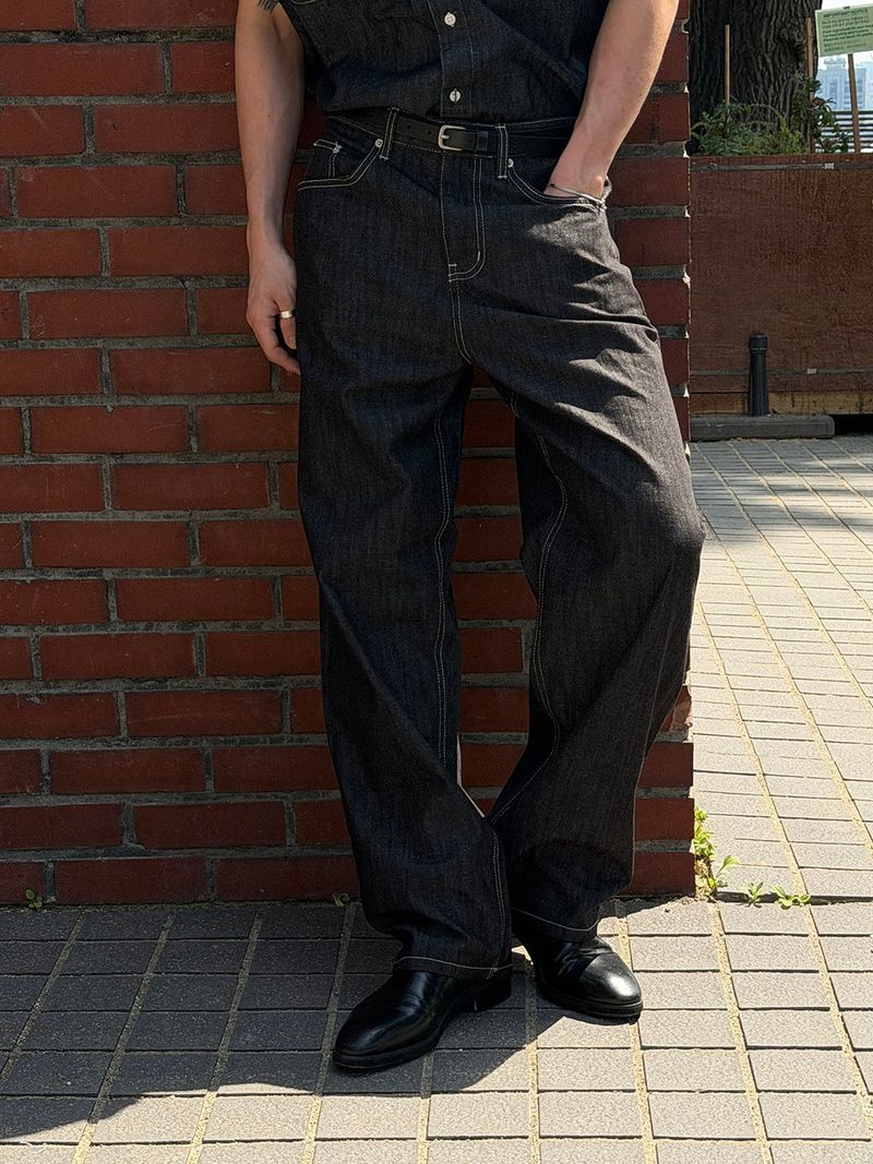 LAURANT（ロラン）の「[SET UP가능] Basic semi wide denim pants(3color) （Pants）」