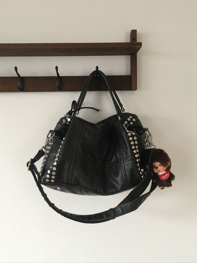 Stud Quilted Vintage Leather Cross-Shoulder Bag