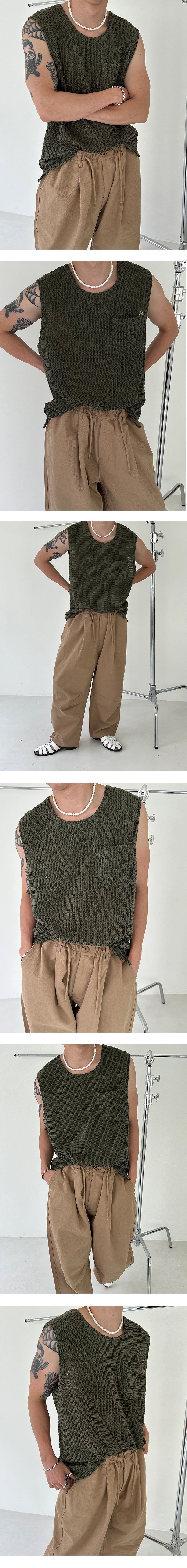 [S/S] Square pocket knit sleeveless (5color)