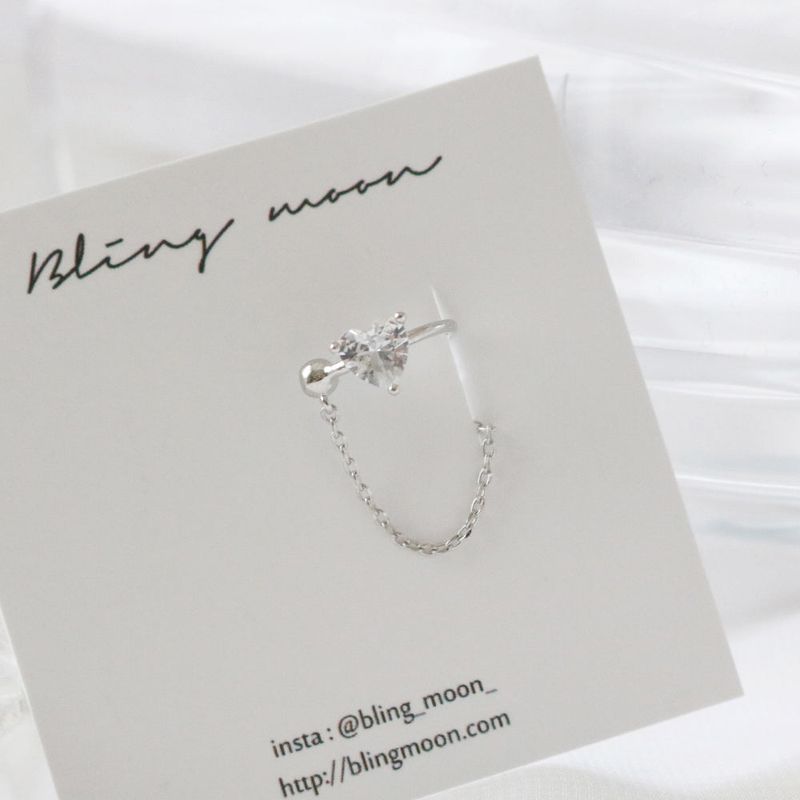 Line cubic heart ear cuff / 3 color
