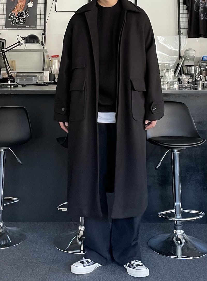 frang double pocket kara wool coat
