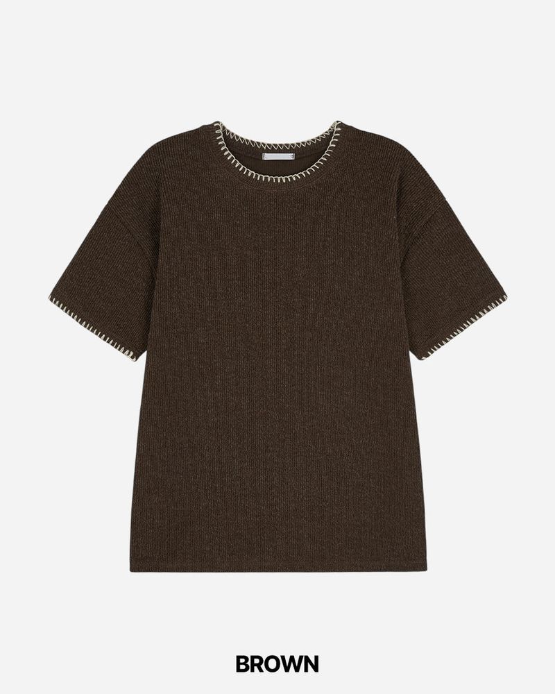 Stitch Crop short Sleeve Knit