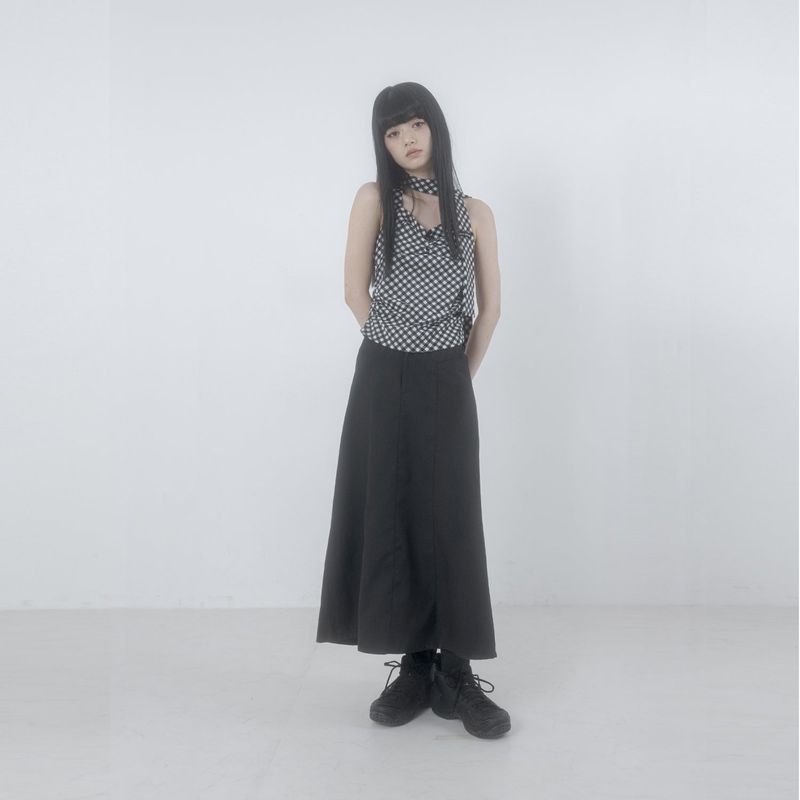 Check 3-way shirring top