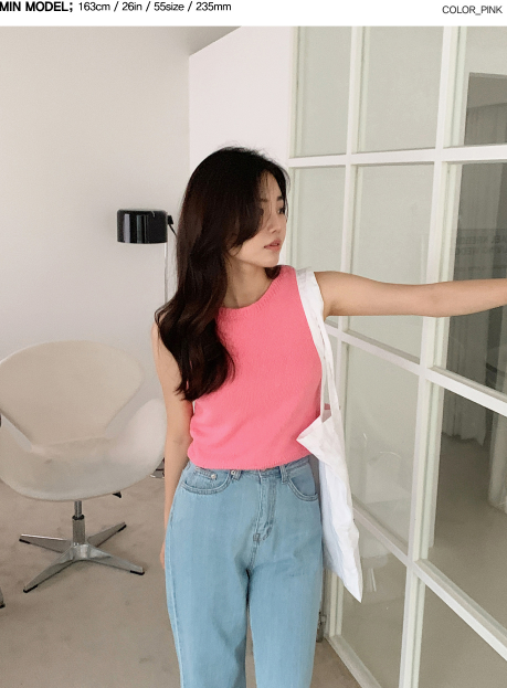 Plum Cotton100 Knit Sleeveles (4color)