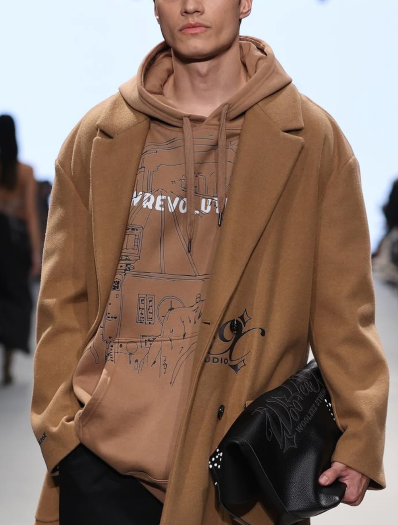 Camel Wool Printed Coat