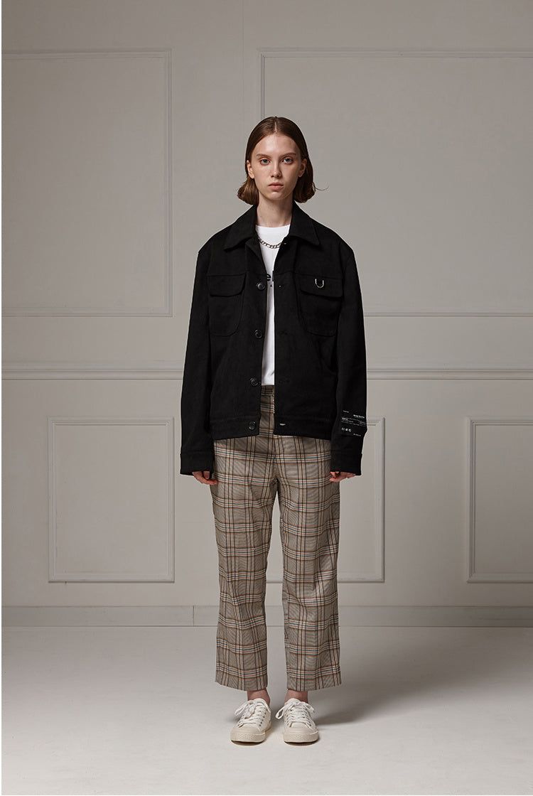 Suede wide pocket jacket