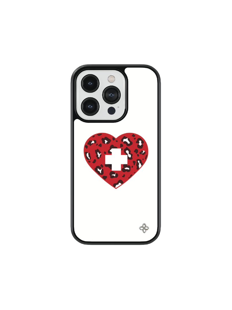 [Glass] Leopard Heart Case