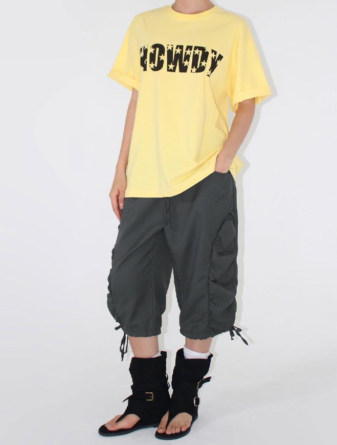 SIDE SHIRRING CAPRI PANTS