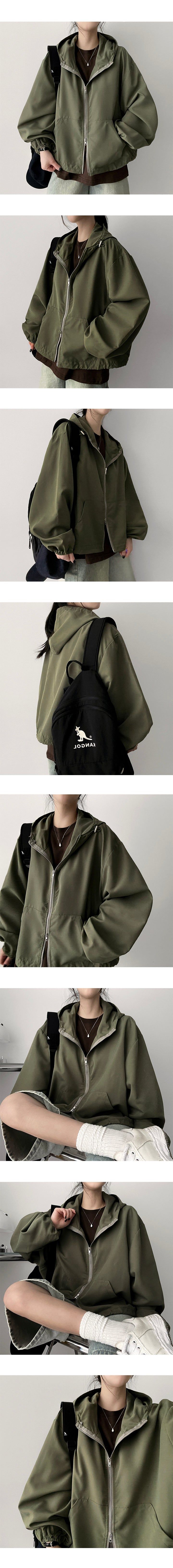 V-key String Windbreaker Hooded Jumper