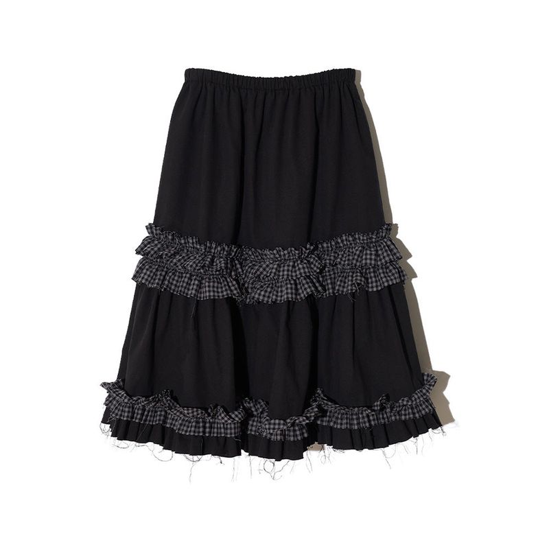 RUFFLE POINT SKIRT - BLACK