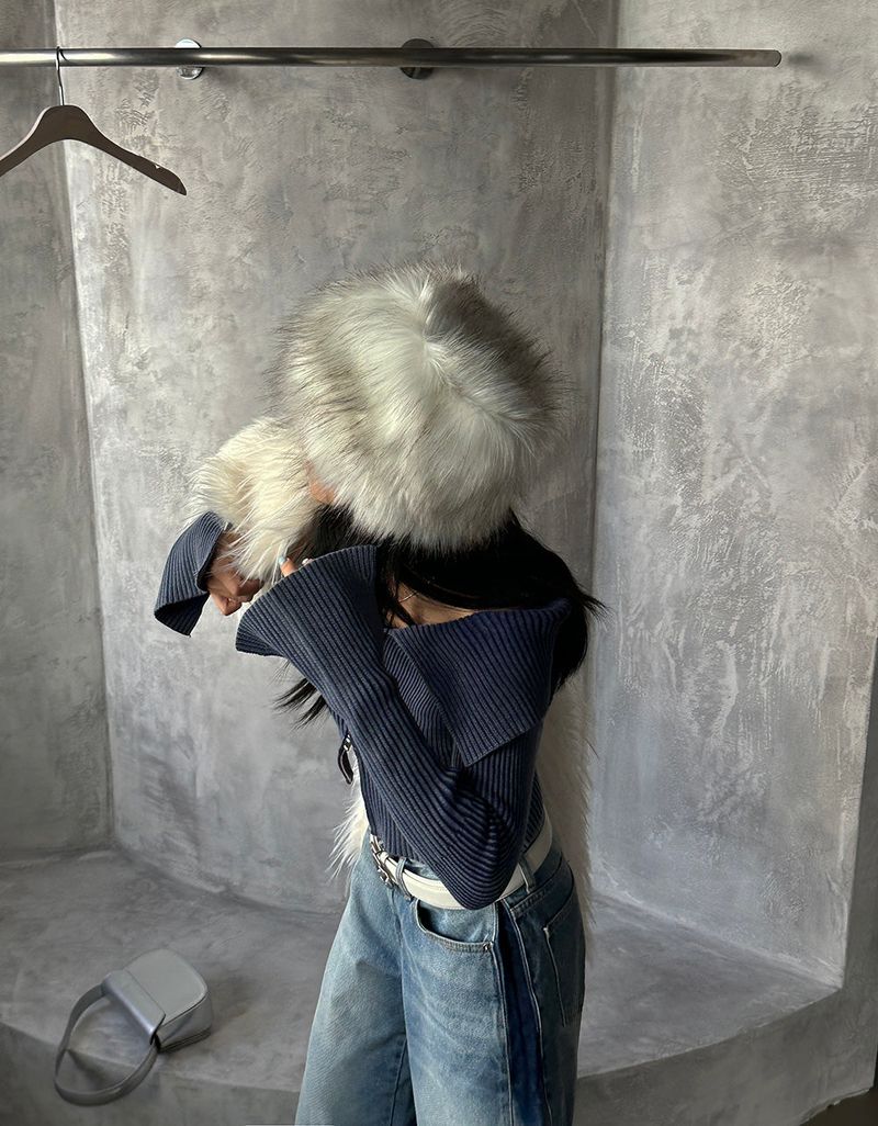 Raccoon Mix Fake Fur Bucket Hat