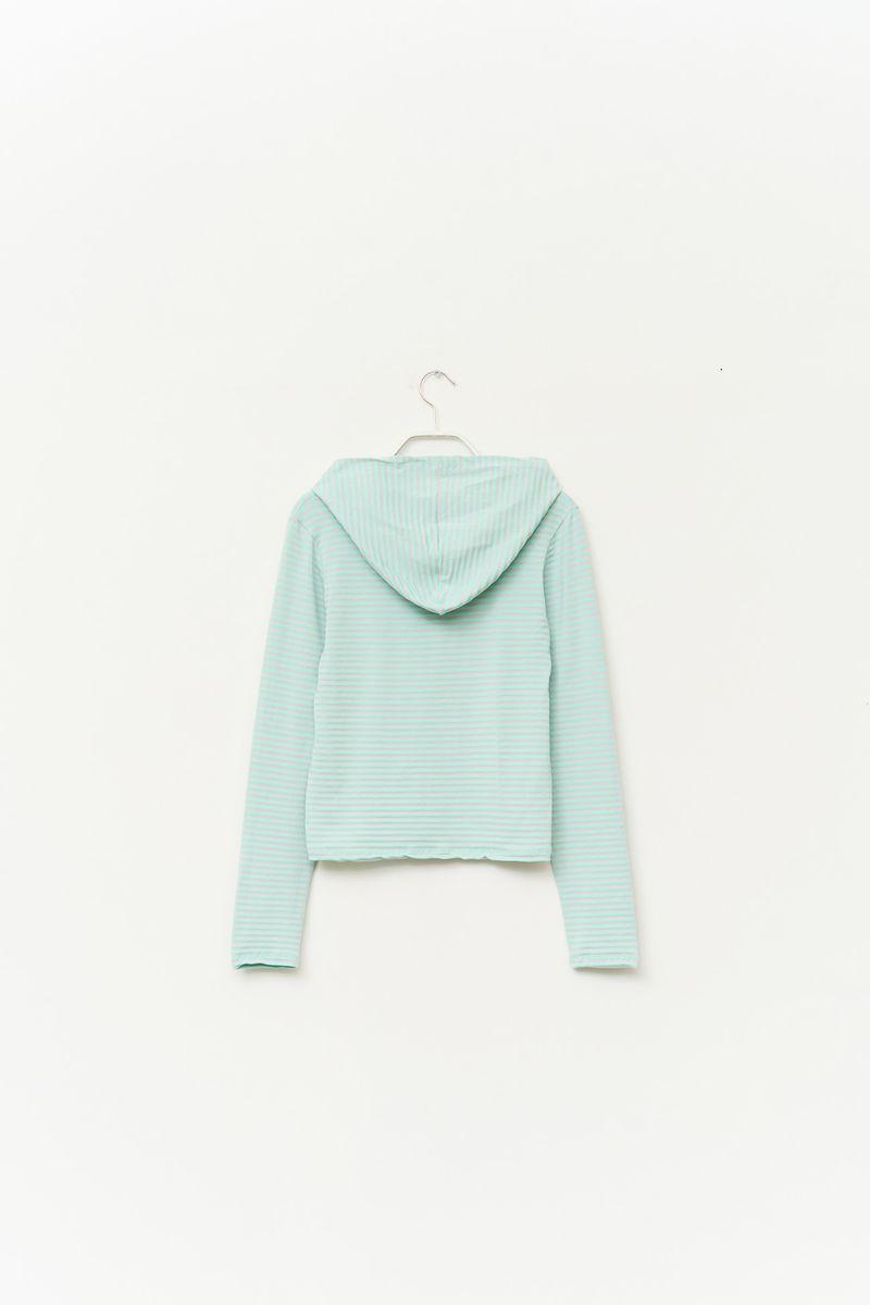 (W) Mee Striped Hooded Top