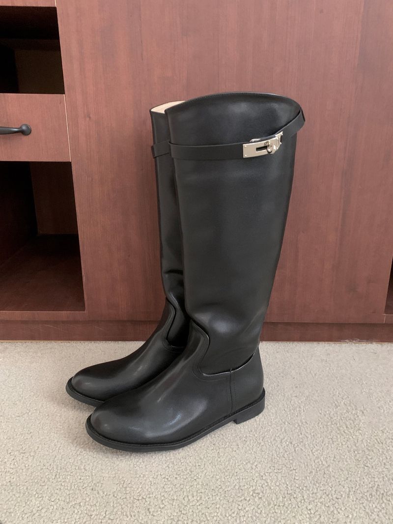 Maison Core Classic Buckle Leather Long Boots