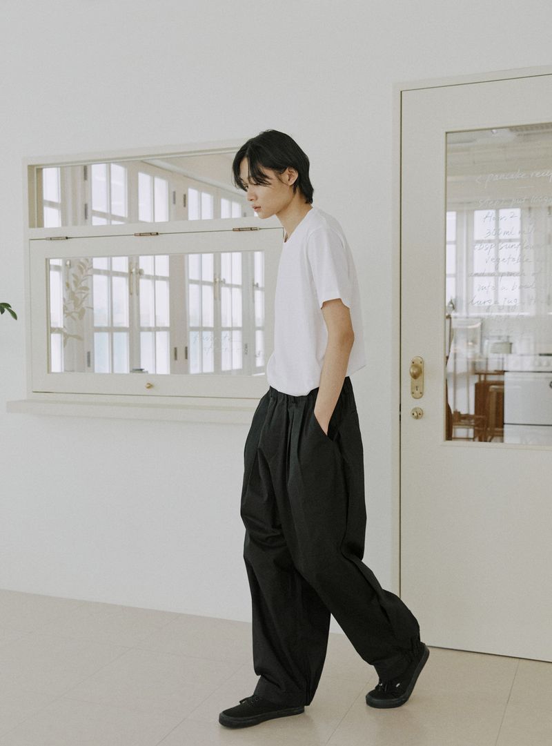 unisex side balloon pants black