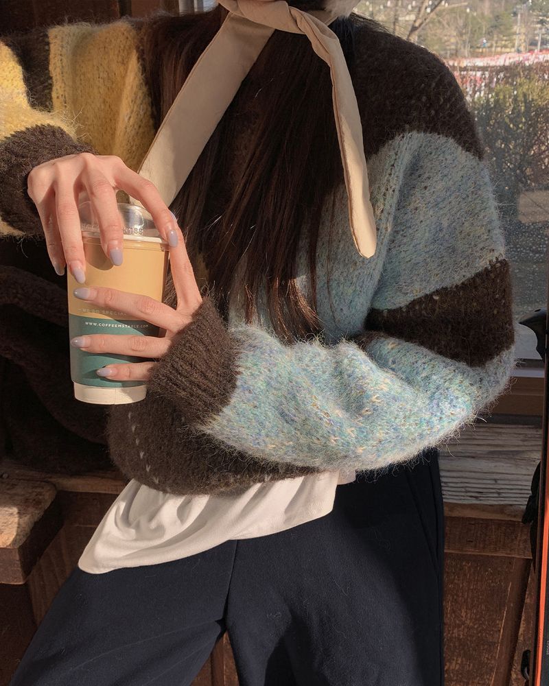 Wool argyle knit