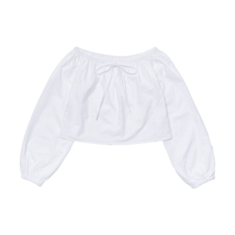 Mellow Ribbon Off-Shoulder Blouse_White