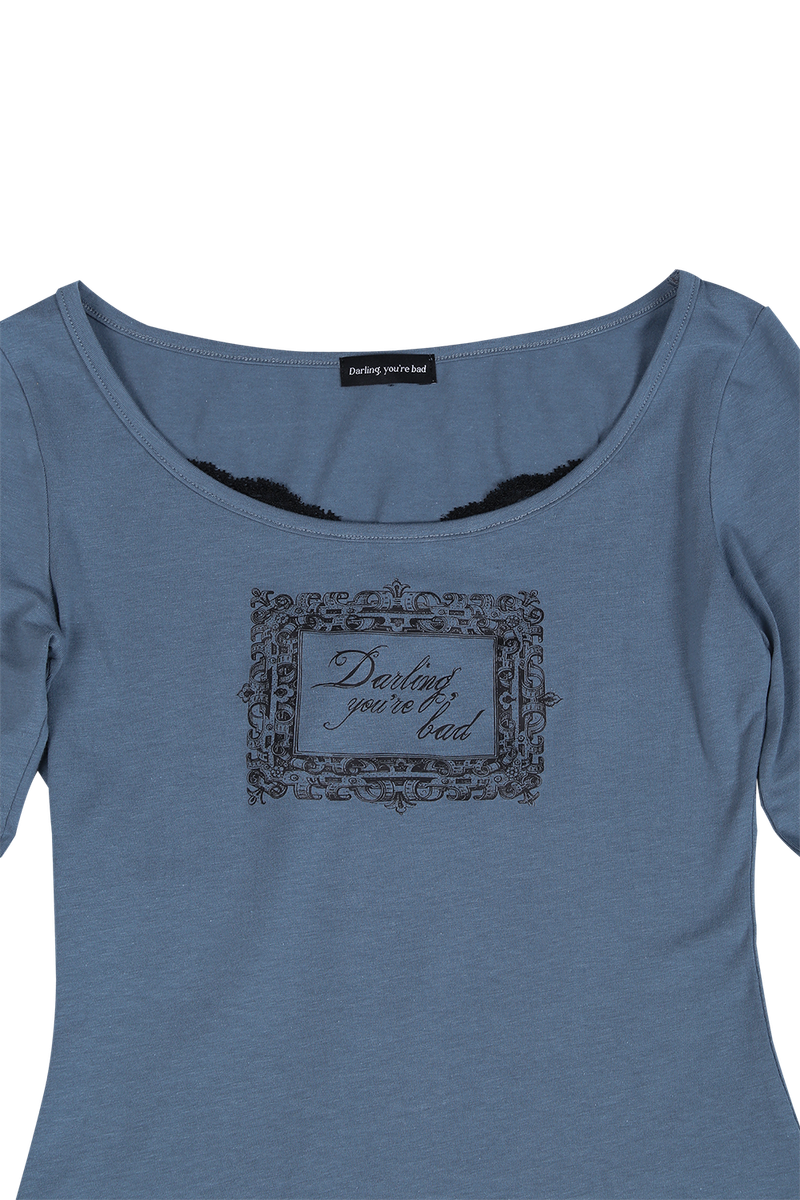 LACE FRAME T-SHIRT #BLUE