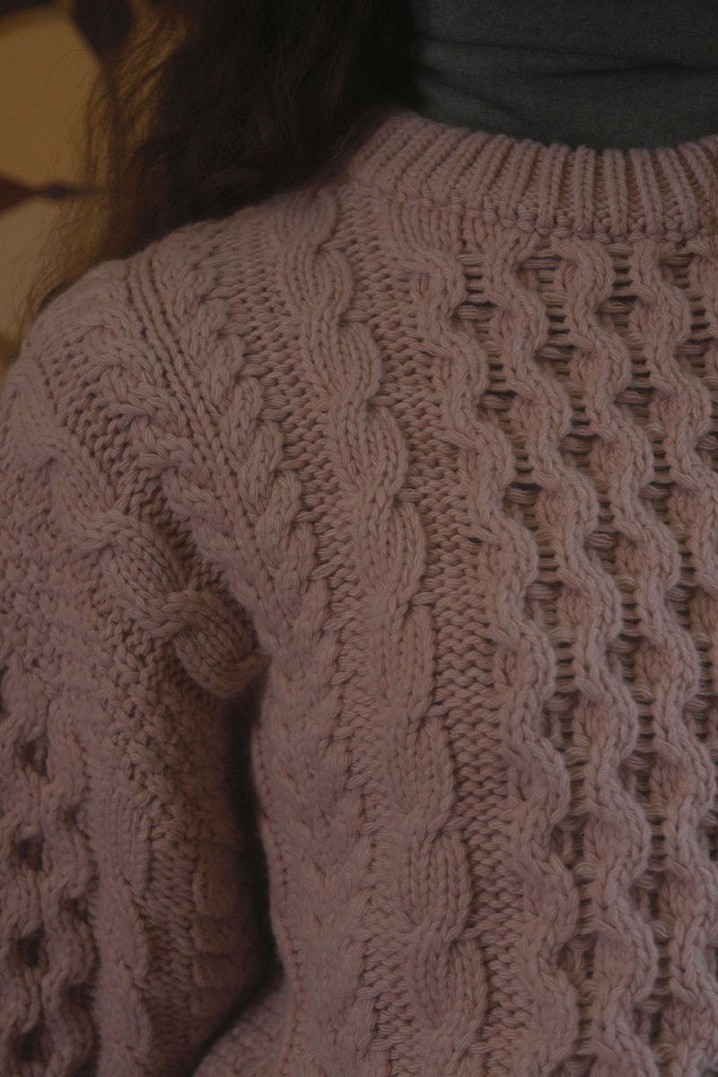 Usual cable knit_pink
