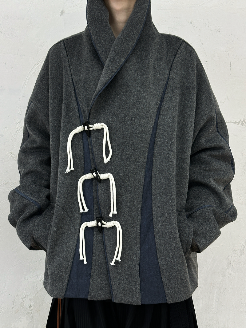 RELABEL (EVENT) Wool Coastline Revamped Patchwork Deconstructed Lapel-Enhanced Coat Jacket