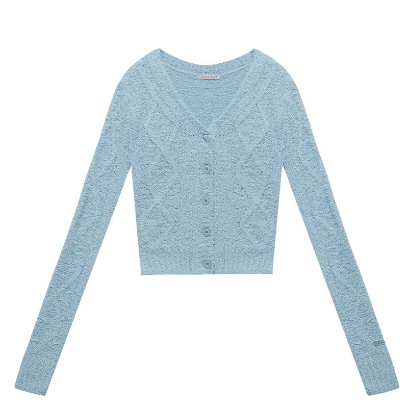 Off-the-shoulder V-neck cardigan
