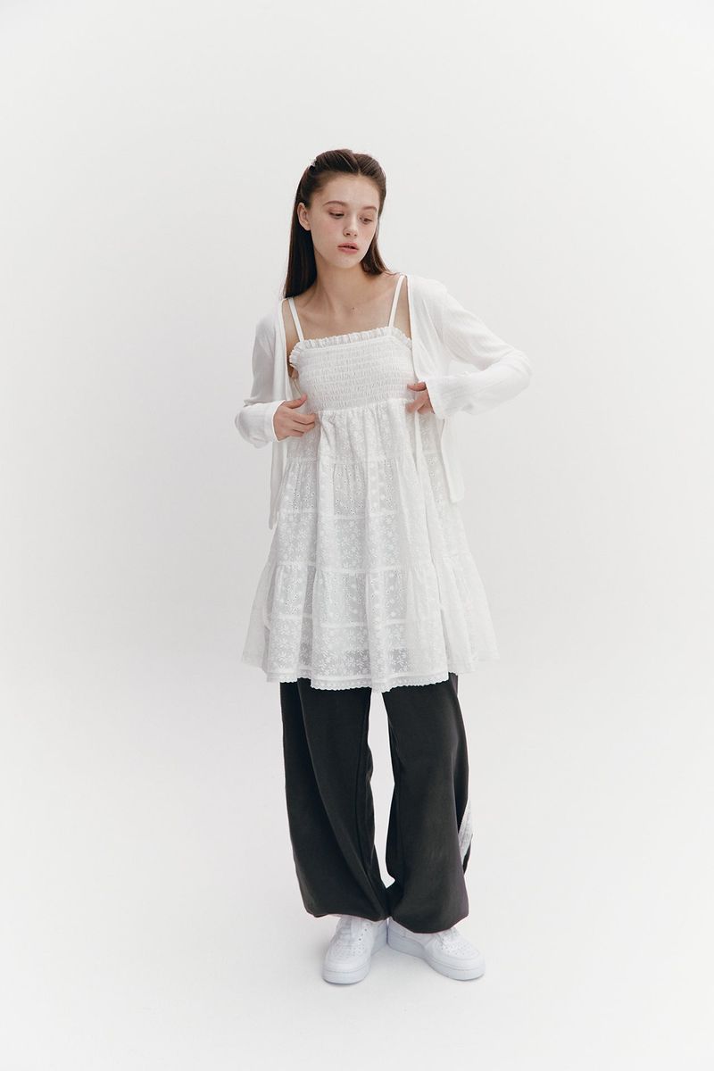 Ribbon Punching Cardigan Ivory