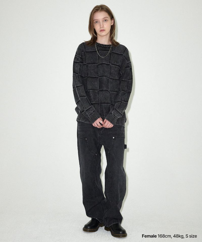 PIGMENT CHECKERBOARD KNIT SWEATER