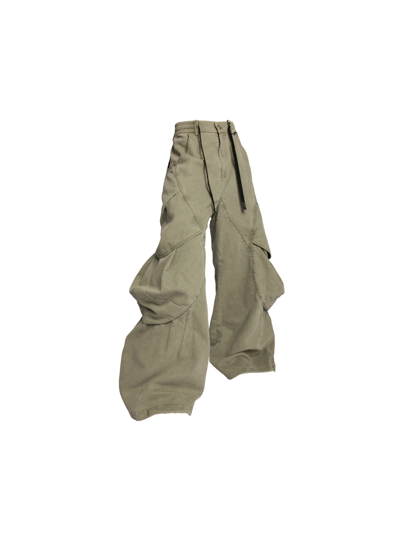 RELABEL（リレーベル）の「RELABEL Spatial Relations (Negative Exhibition Space) Distressed wash, water-pocket, subtle stripes, multi-pocket workwear trousers（Pants）」