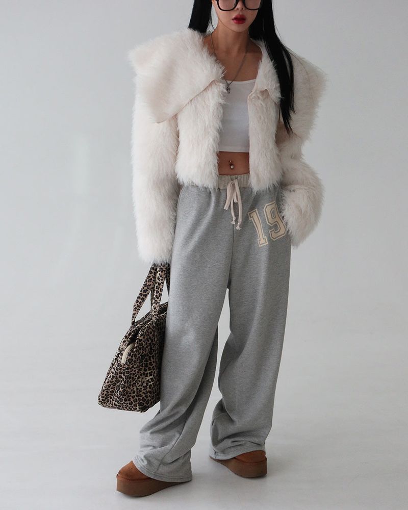 Renew Big Collar Cropped Fur Jacket