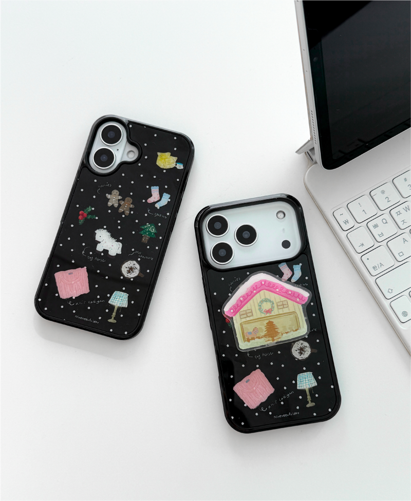Winter Home Collage Black MAGSAFE iPhone Phone Case