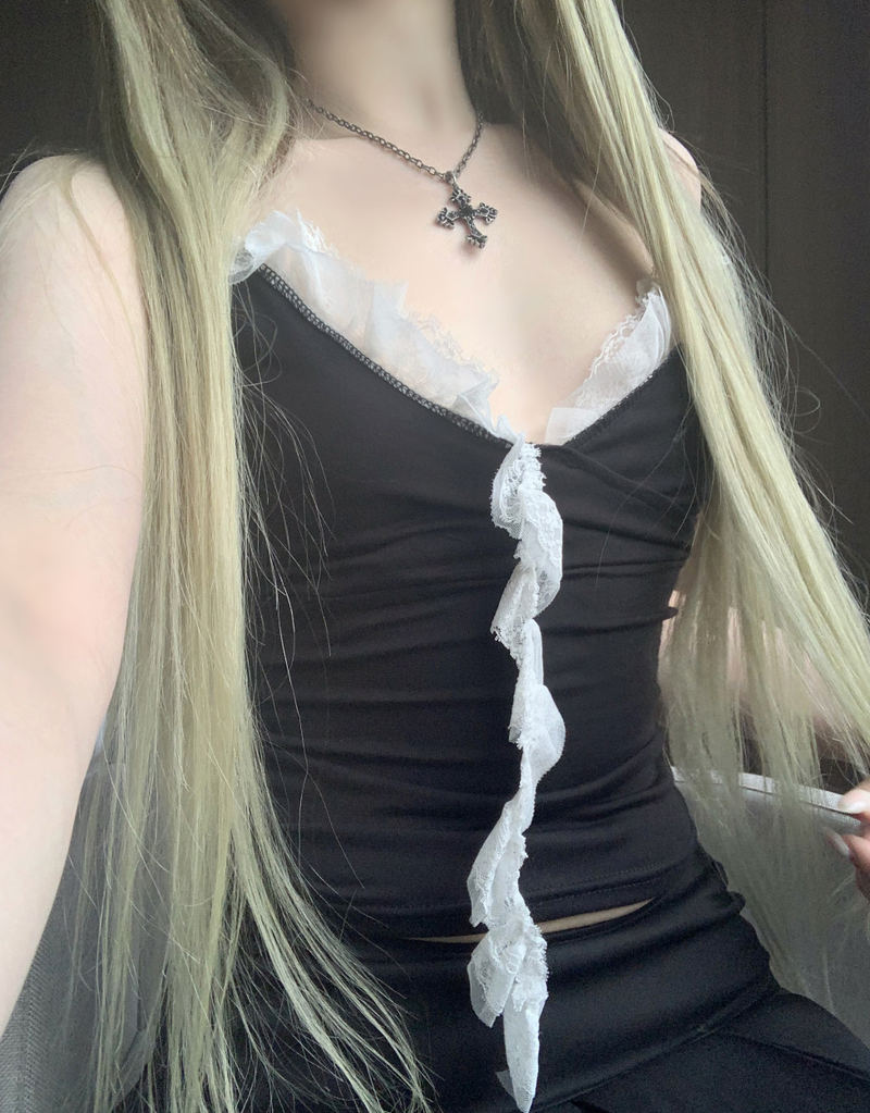suzen(スゼン)の「Taronz Long Lace Top (Black)(Tops)」