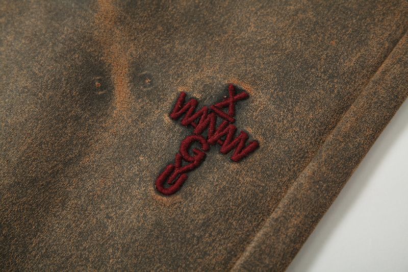 TIE SPRAYED BOOT CUT SUEDE PANTS