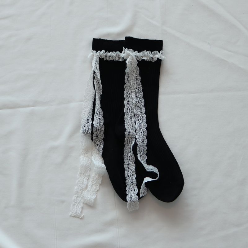 ［2PCS 1SET］DAINTY RIBBON LACE SOCKS