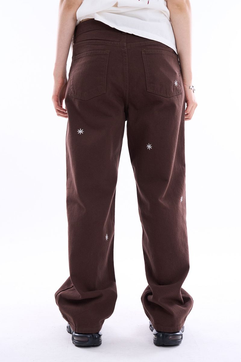 Snow embroidery wide cotton pants