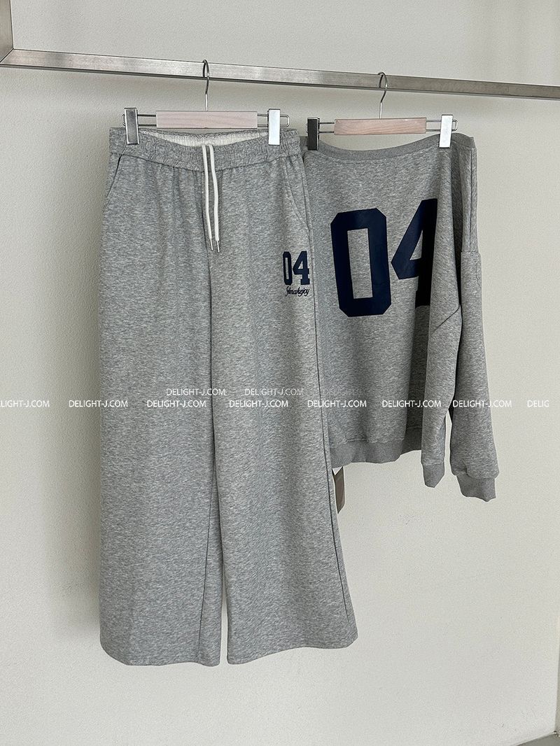 Number off-shoulder oversized fit sweat suit set