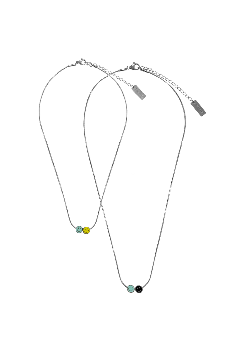Snake chain] mini double smile necklace