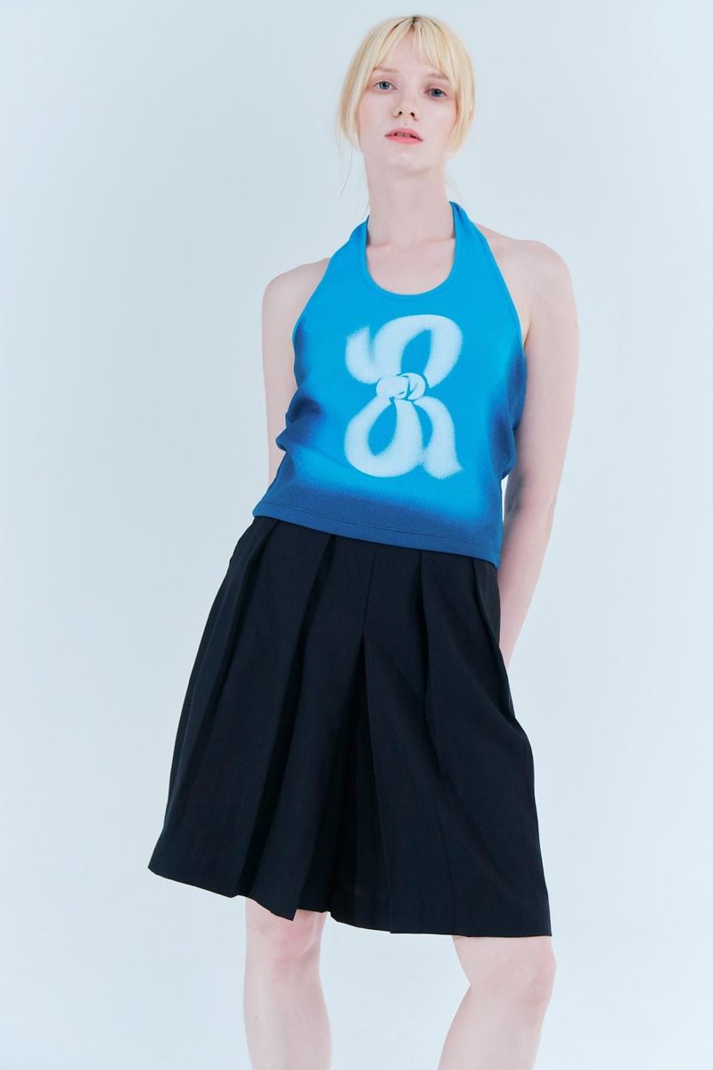 Halter printing top_ocean blue