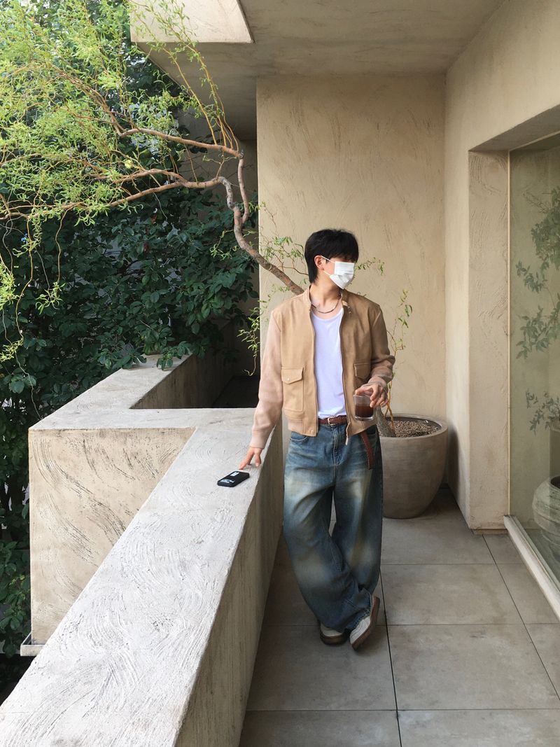 Brick Suede Sleeve Knit Jacket 2C