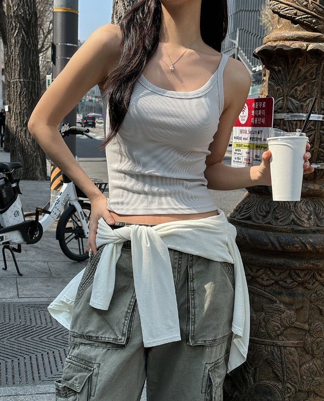 [U-BASIC] Mute Boldline Basic Crop Sleeveless