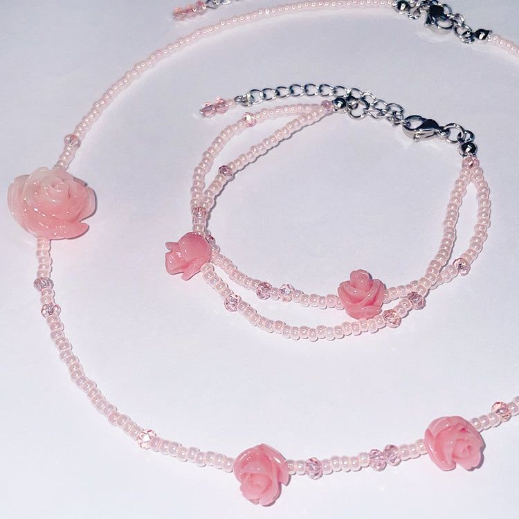 Rose Fit Beaded Bracelet Pink