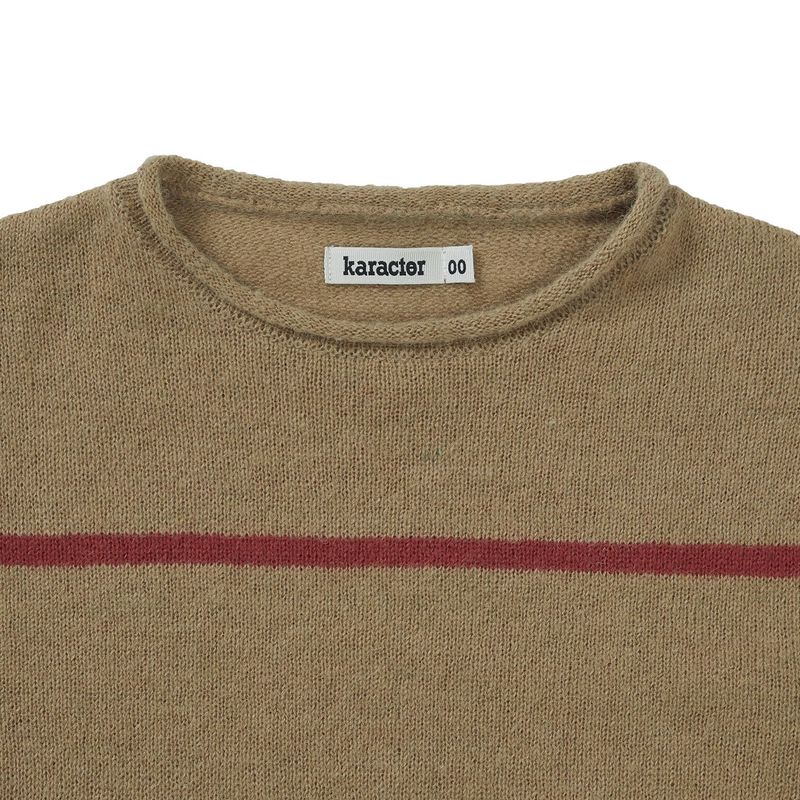 Roll-up stripe pocket knit / Beige