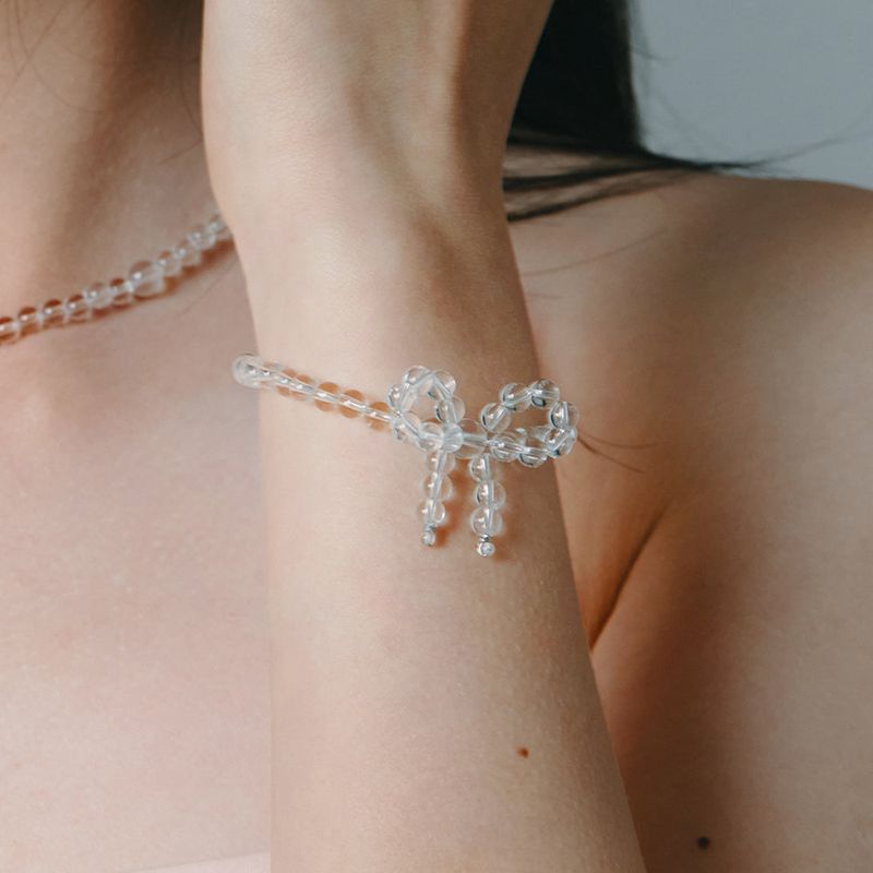 [925 SILVER] Crystal Ribbon Bracelet