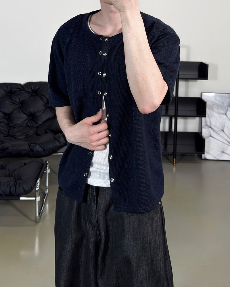 Ruric Rib Snap Half Sleeve Cardigan