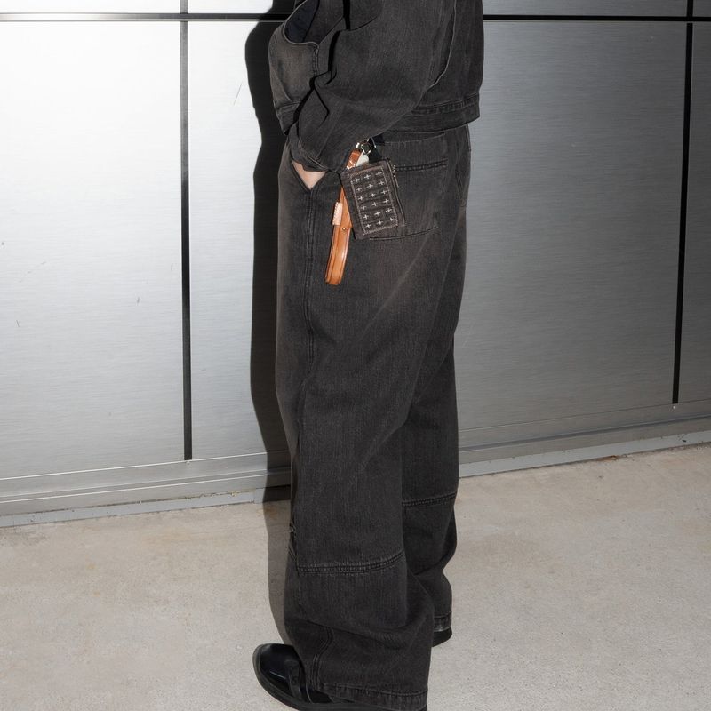Wallet denim pants / Vintage black