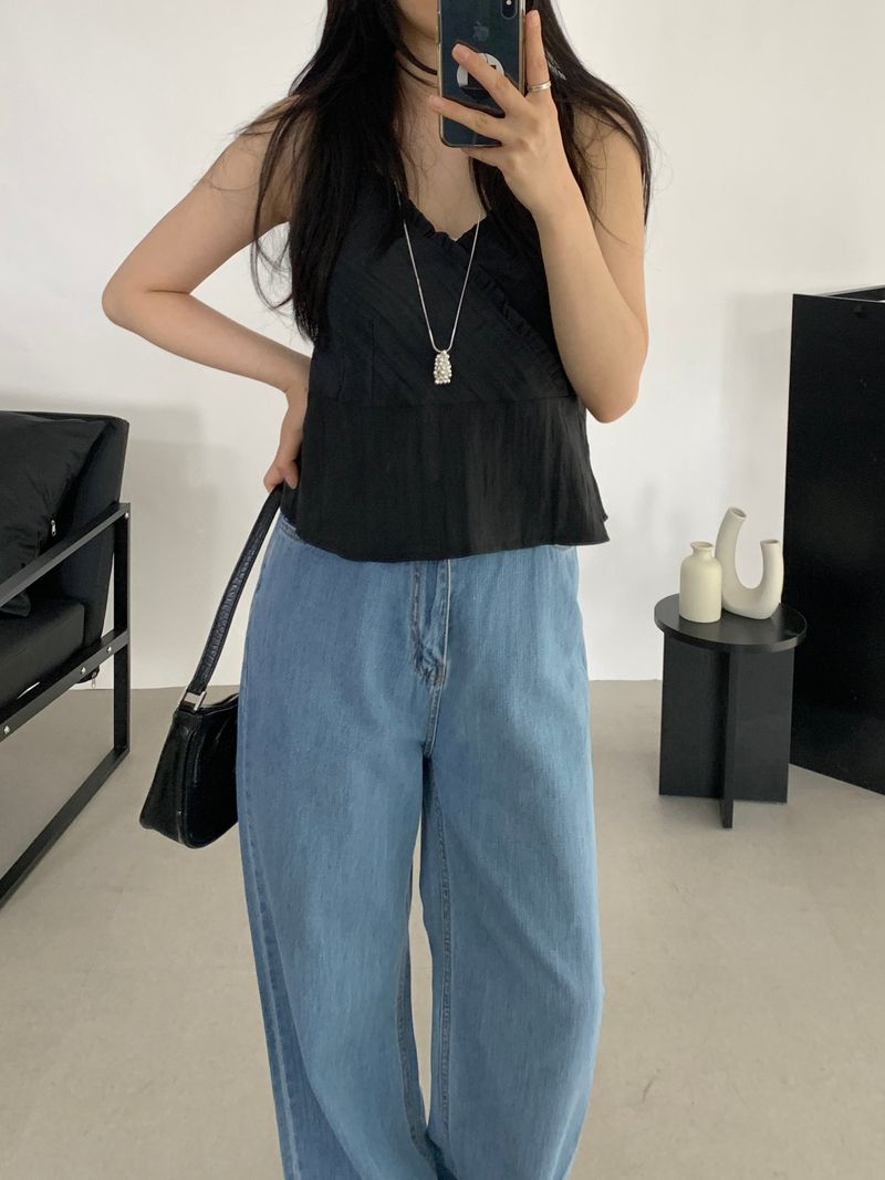 Derin Frill Bustier Sleeveless Blouse