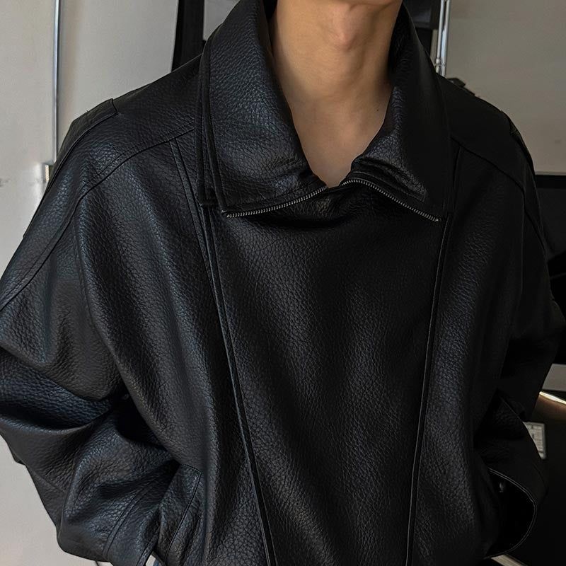 ASCLO Saint Double Collar Leather Jacket (2color)