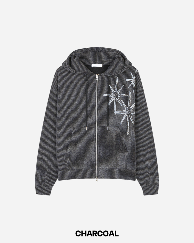 Bloom Cropped Knit Hooded Zip-up