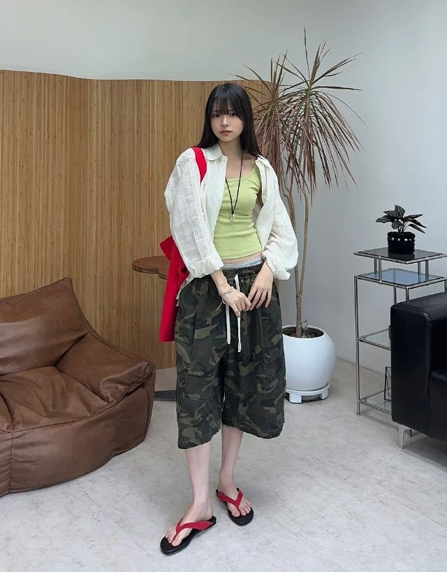 Sepi Washed Cargo Bermuda Pants