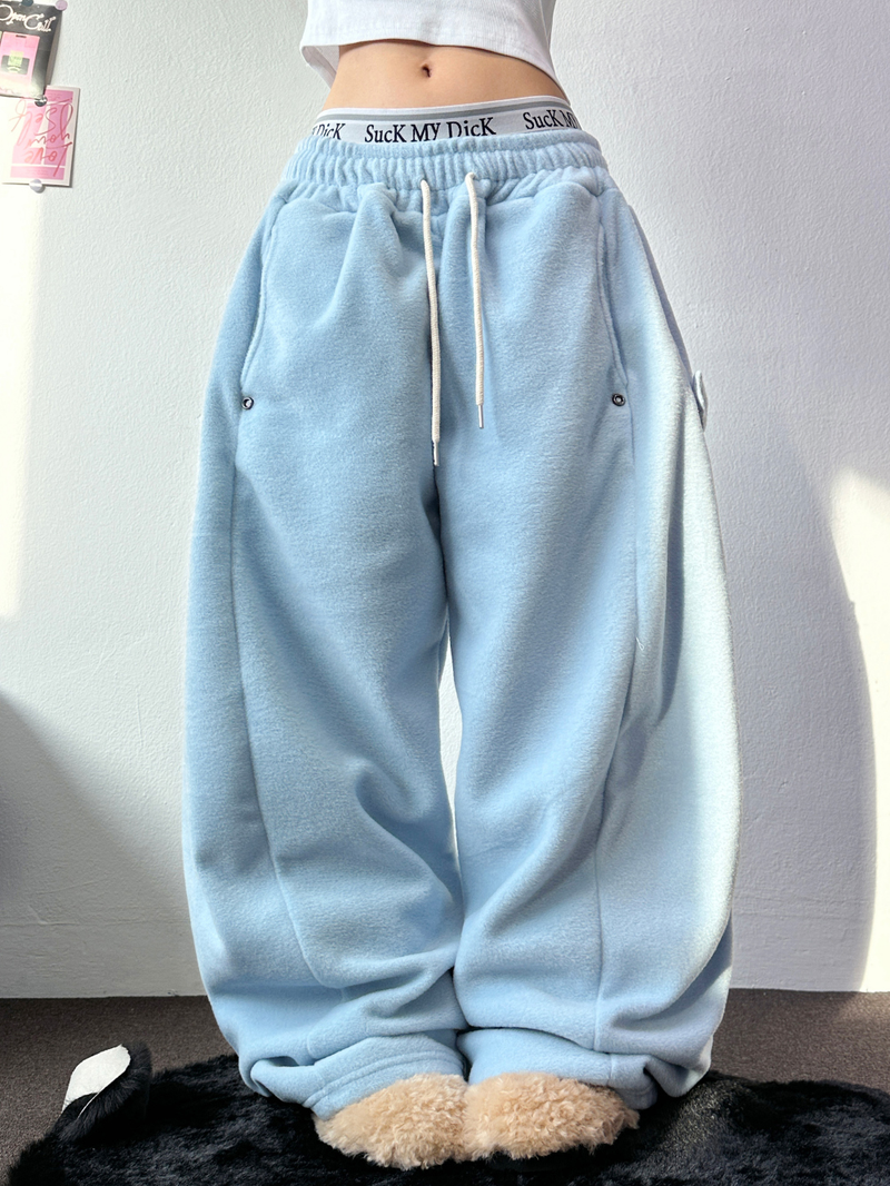 BOTH-SIDES FLEECE SNAP LONG PANTS 🧸🩵🤍6COLOR